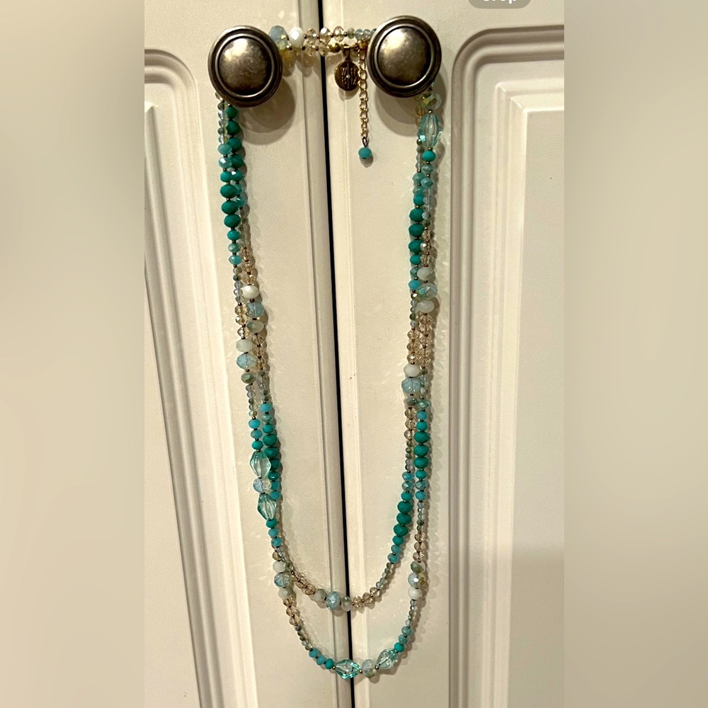 White House Black Market Long Necklace with multifaceted beads. EUC